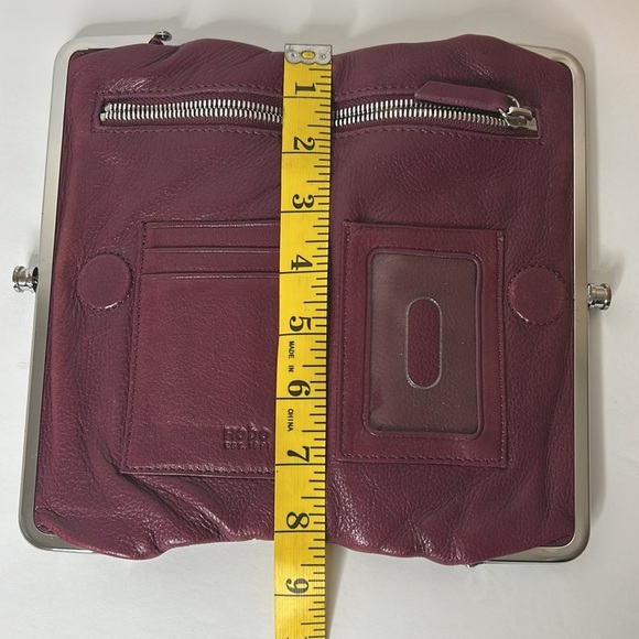 HOBO Burgundy Leather Clutch with Silver Trim - Picture 5 of 16